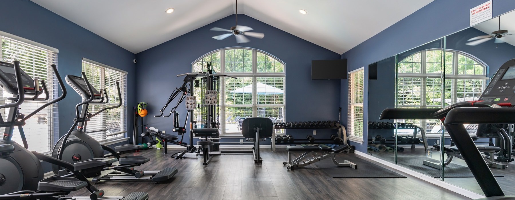 a gym with exercise equipment